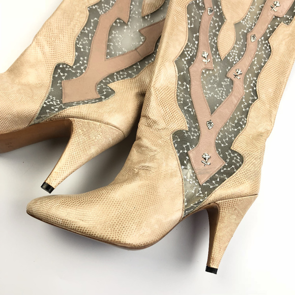 Vintage 80's Sacha London Pink Mesh Heel Boots - Picture 6 of 8